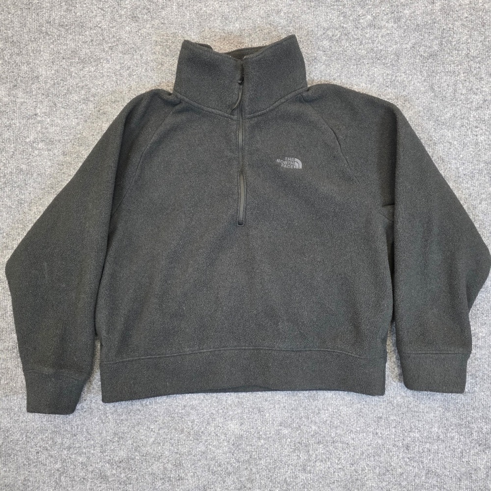 The North Face Fleece Pullover Women XL Black Quarter Zip Mock Neck Jacket